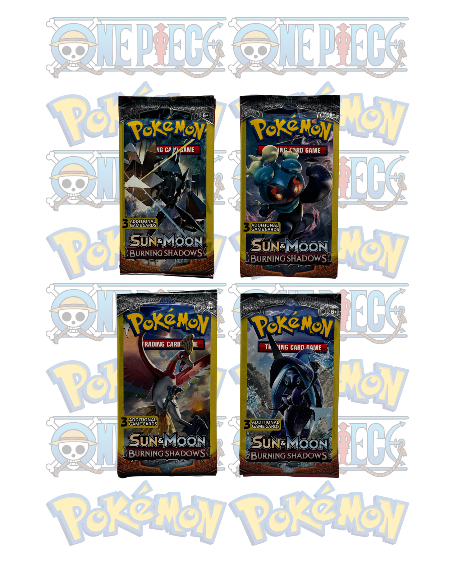 Pokémon TCG: Sun & Moon Burning Shadows 3 Card Mini Booster Packs Art Set All 4