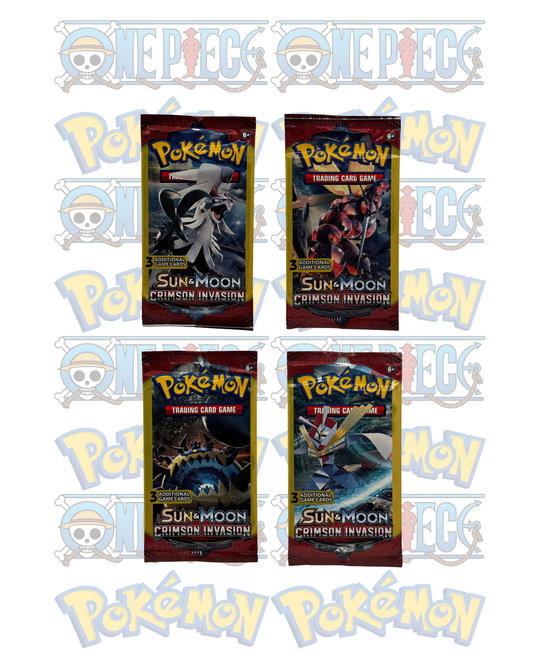Pokémon TCG: Sun & Moon Crimson Invasion 3 Card Mini Booster Packs Art Set All 4